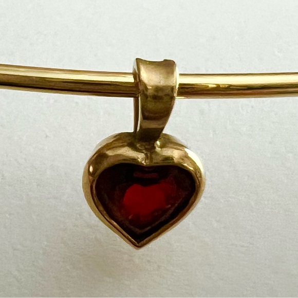 14k gold James Avery collet hook-on necklace & garnet heart pendant both retired - Picture 3 of 15